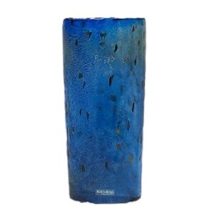KOSTA BODA Bertil Vallien Chicko Series Blue w/Colored Fragments 8" Vase Signed